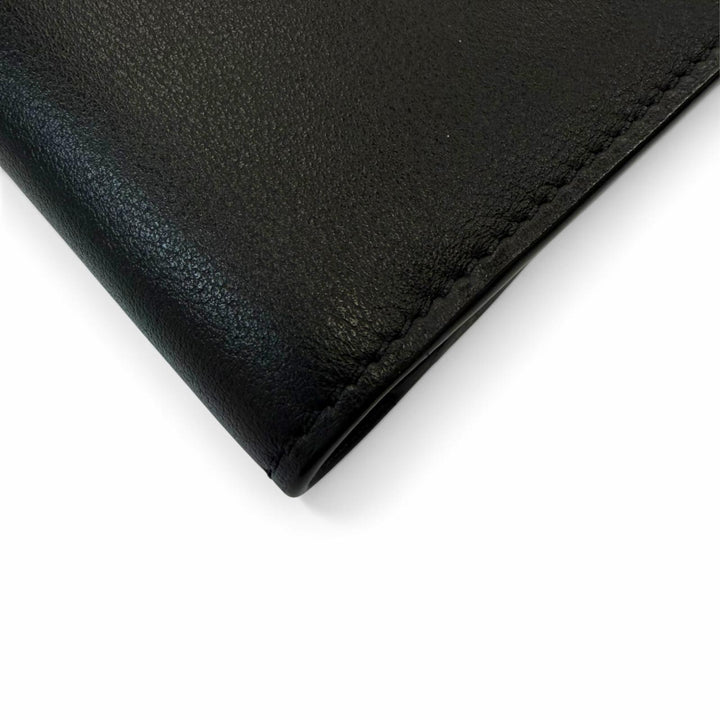 未使用品▼Cartier カルティエ マスト ドゥ カルティエ レザー コンパクトウォレット 二つ折り財布 ブラック シルバー金具 箱・保存袋付