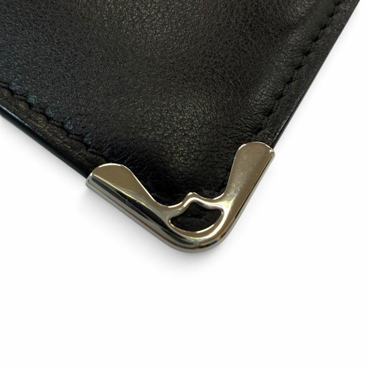 未使用品▼Cartier カルティエ マスト ドゥ カルティエ レザー コンパクトウォレット 二つ折り財布 ブラック シルバー金具 箱・保存袋付