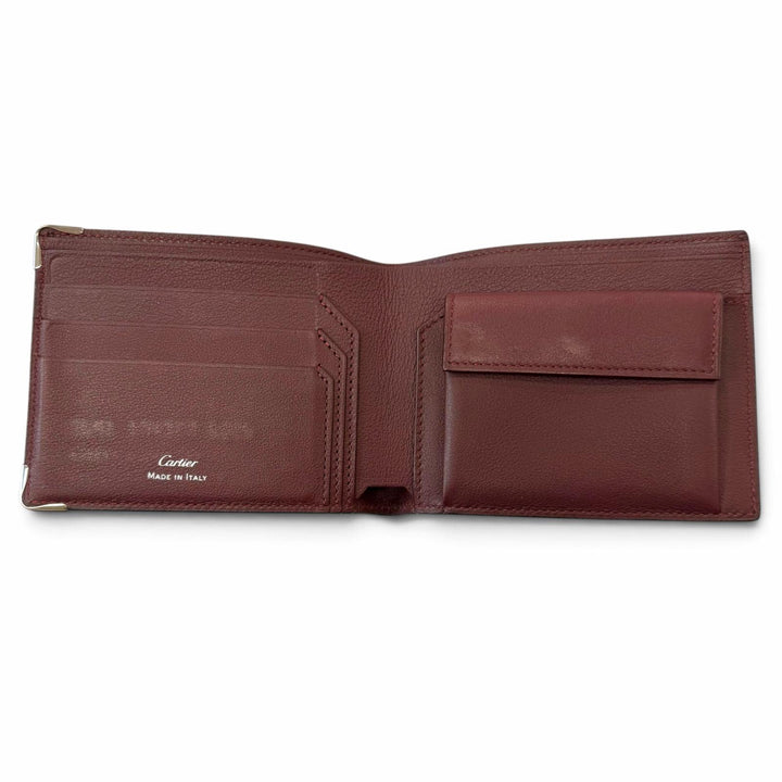 未使用品▼Cartier カルティエ マスト ドゥ カルティエ レザー コンパクトウォレット 二つ折り財布 ブラック シルバー金具 箱・保存袋付