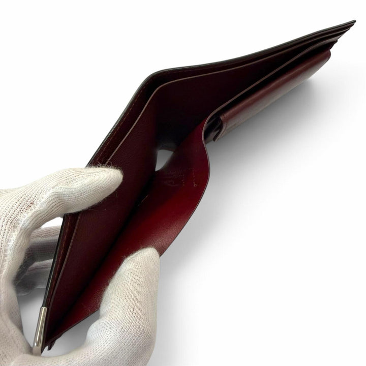 未使用品▼Cartier カルティエ マスト ドゥ カルティエ レザー コンパクトウォレット 二つ折り財布 ブラック シルバー金具 箱・保存袋付