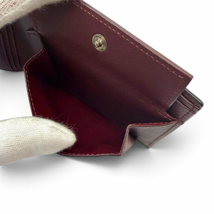 未使用品▼Cartier カルティエ マスト ドゥ カルティエ レザー コンパクトウォレット 二つ折り財布 ブラック シルバー金具 箱・保存袋付