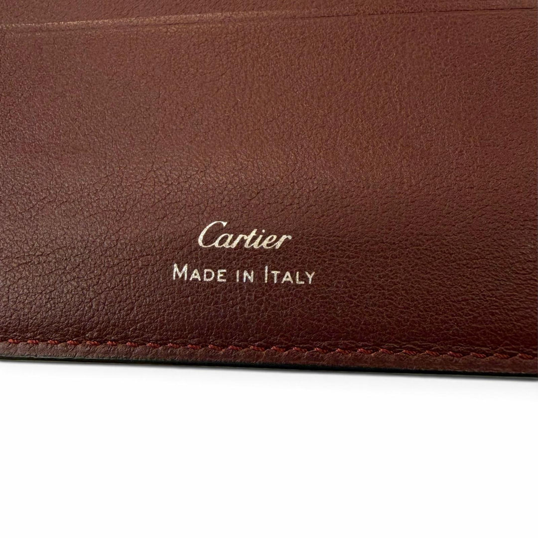 未使用品▼Cartier カルティエ マスト ドゥ カルティエ レザー コンパクトウォレット 二つ折り財布 ブラック シルバー金具 箱・保存袋付