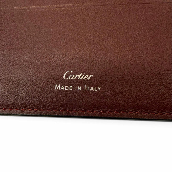 未使用品▼Cartier カルティエ マスト ドゥ カルティエ レザー コンパクトウォレット 二つ折り財布 ブラック シルバー金具 箱・保存袋付