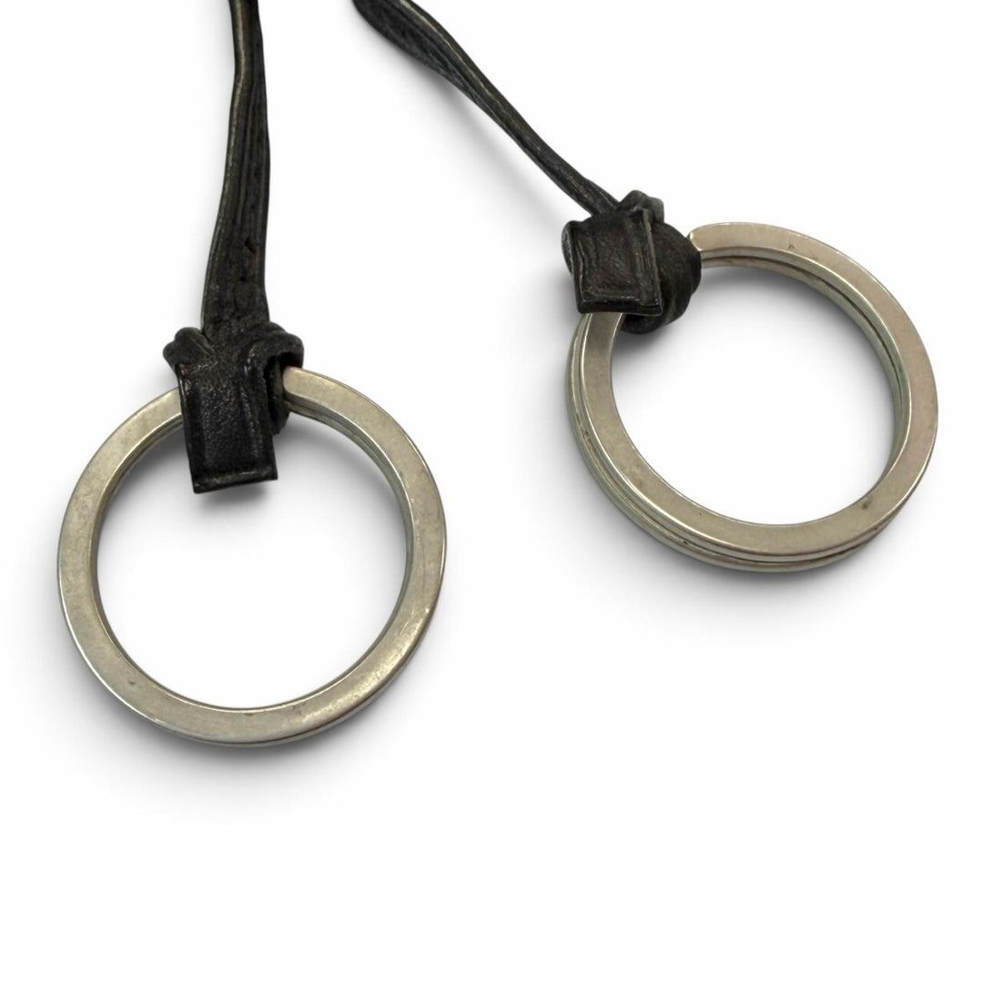 良品▼HERMES エルメス ヴィンテージ ラージクロシェット レザー マルジェラ期 ネックレス ブラック □C刻印 フランス製 メンズ 箱付き