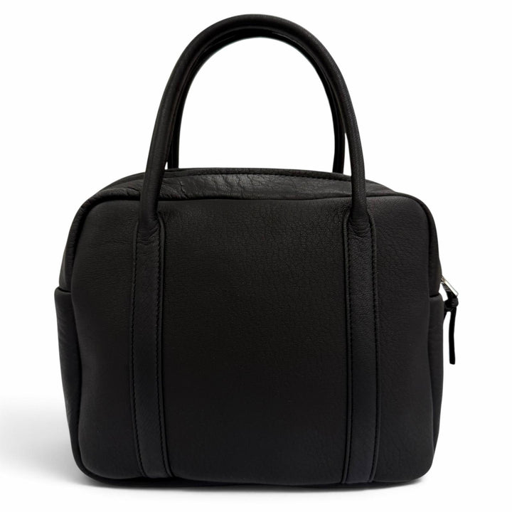極美品☆Aeta アエタ SQUARE BOSTON MINI ディアレザー ミニボストンバッグ ハンドバッグ ブラック レディース