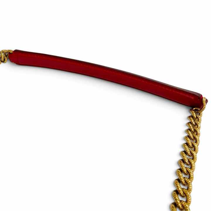 未使用品△DOLCE&amp;GABBANA ドルチェ＆ガッバーナ BB6651 ディヴォーション DGパールロゴ ハート レザー チェーン ショルダーバッグ レッド