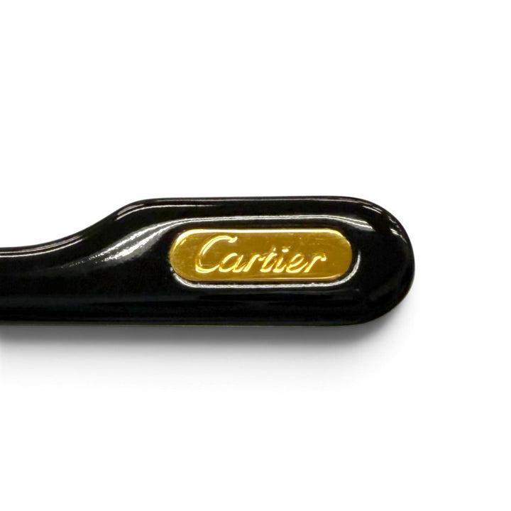 美品▼Cartier カルティエ ヴィンテージ ディアボロ ロゴ金具付 アイウェア サングラス ブラック ゴールド 53□21 130 度なし フランス製