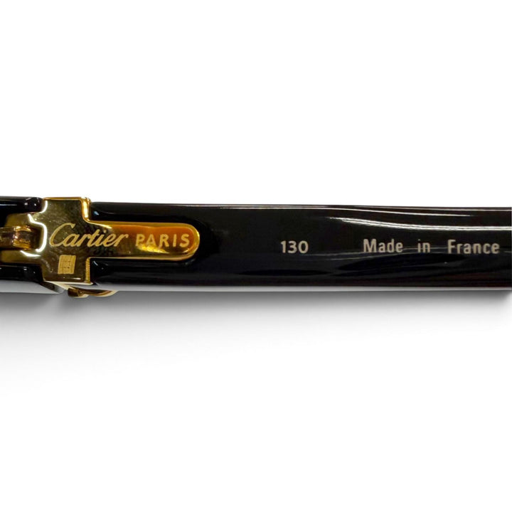 美品▼Cartier カルティエ ヴィンテージ ディアボロ ロゴ金具付 アイウェア サングラス ブラック ゴールド 53□21 130 度なし フランス製