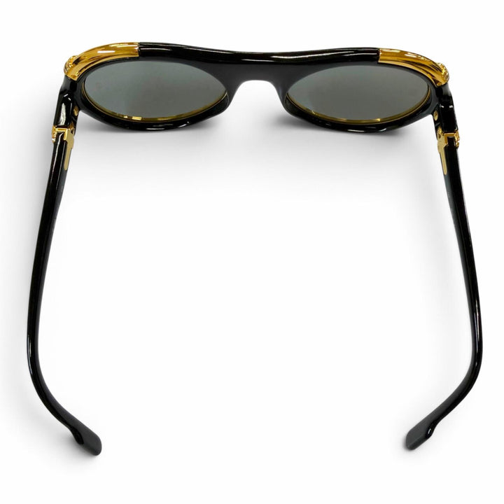 美品▼Cartier カルティエ ヴィンテージ ディアボロ ロゴ金具付 アイウェア サングラス ブラック ゴールド 53□21 130 度なし フランス製