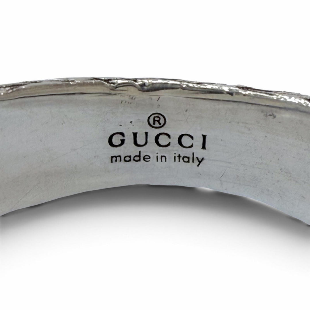 美品▼GUCCI グッチ インターロッキングG アラベスク AG925 リング 指輪 シルバー 23 (JP23号相当) イタリア製 重量13.33g メンズ