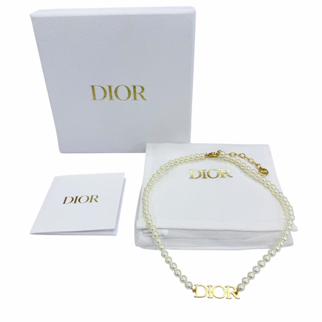 極美品☆DIOR ディオール DIOREVOLUTION NECKLACE パールネックレス チョーカー エコパール ゴールド レディース 箱・保存袋付き