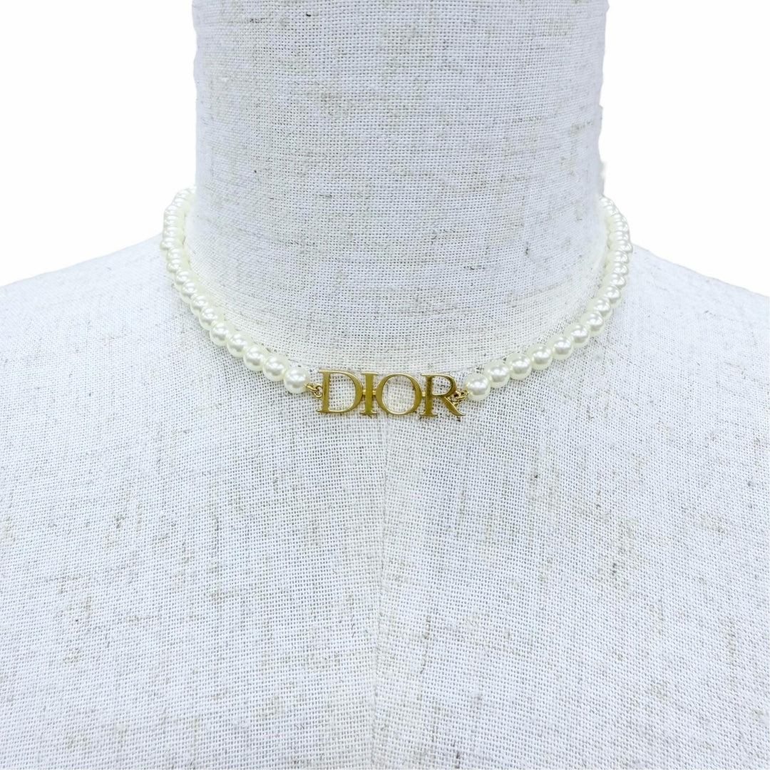 極美品☆DIOR ディオール DIOREVOLUTION NECKLACE パールネックレス チョーカー エコパール ゴールド レディース 箱・保存袋付き