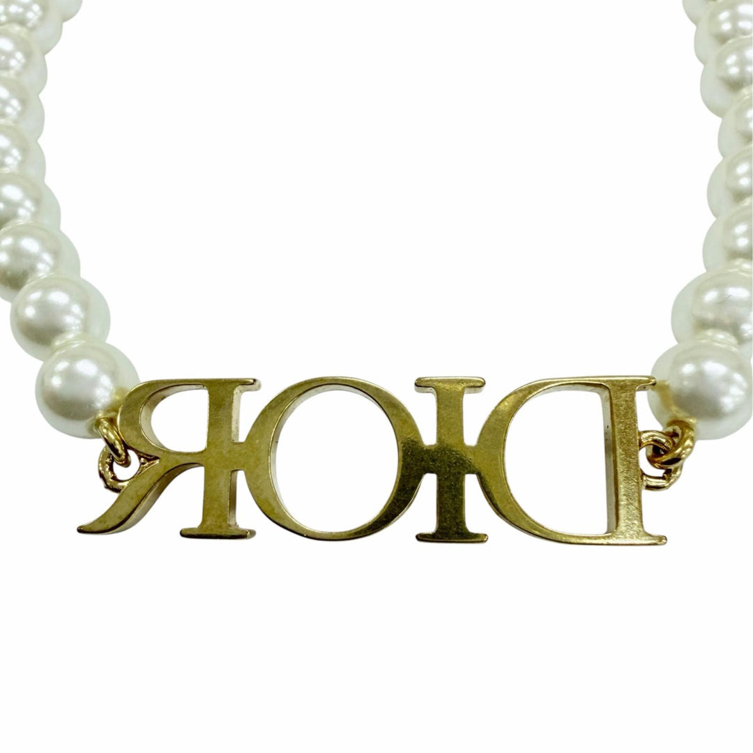 極美品☆DIOR ディオール DIOREVOLUTION NECKLACE パールネックレス チョーカー エコパール ゴールド レディース 箱・保存袋付き