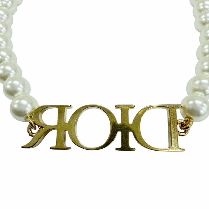 極美品☆DIOR ディオール DIOREVOLUTION NECKLACE パールネックレス チョーカー エコパール ゴールド レディース 箱・保存袋付き
