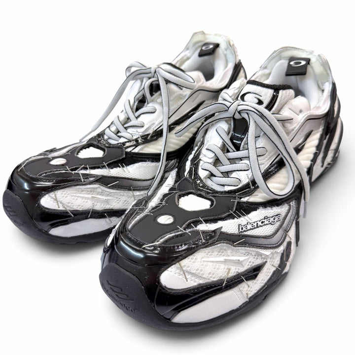 極美品▼BALENCIAGA バレンシアガ 26SS 841506 Soleless Sneakers メッシュ レースアップ スニーカー ホワイト ブラック EU 40 (26.5cm)