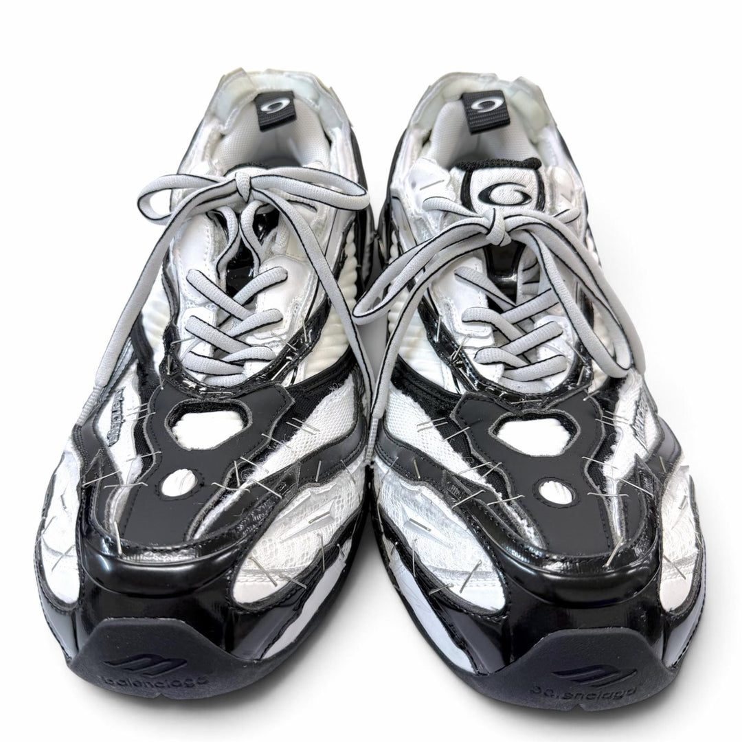 極美品▼BALENCIAGA バレンシアガ 26SS 841506 Soleless Sneakers メッシュ レースアップ スニーカー ホワイト ブラック EU 40 (26.5cm)