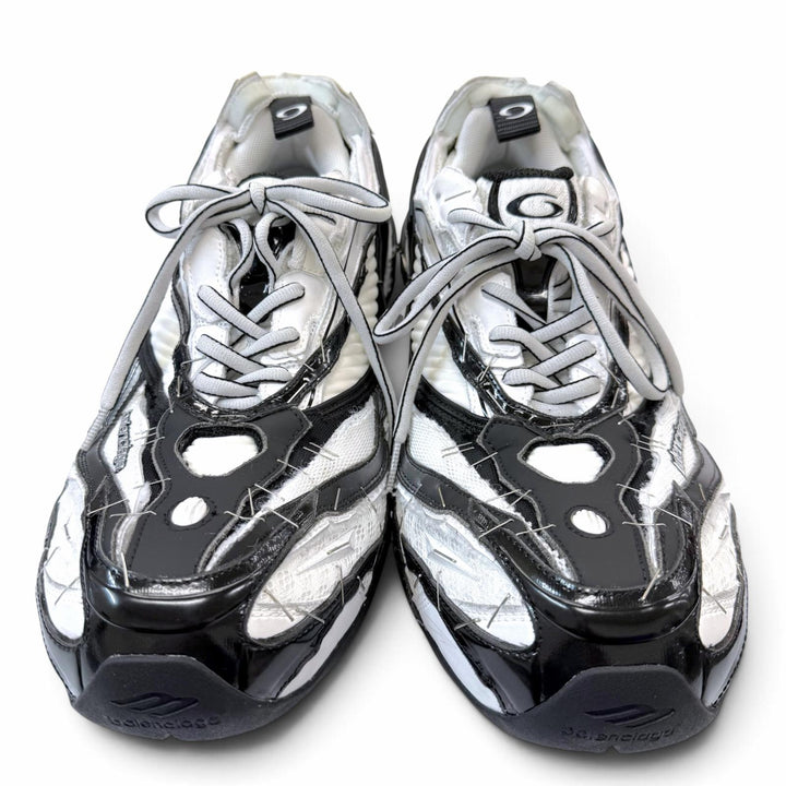 極美品▼BALENCIAGA バレンシアガ 26SS 841506 Soleless Sneakers メッシュ レースアップ スニーカー ホワイト ブラック EU 40 (26.5cm)