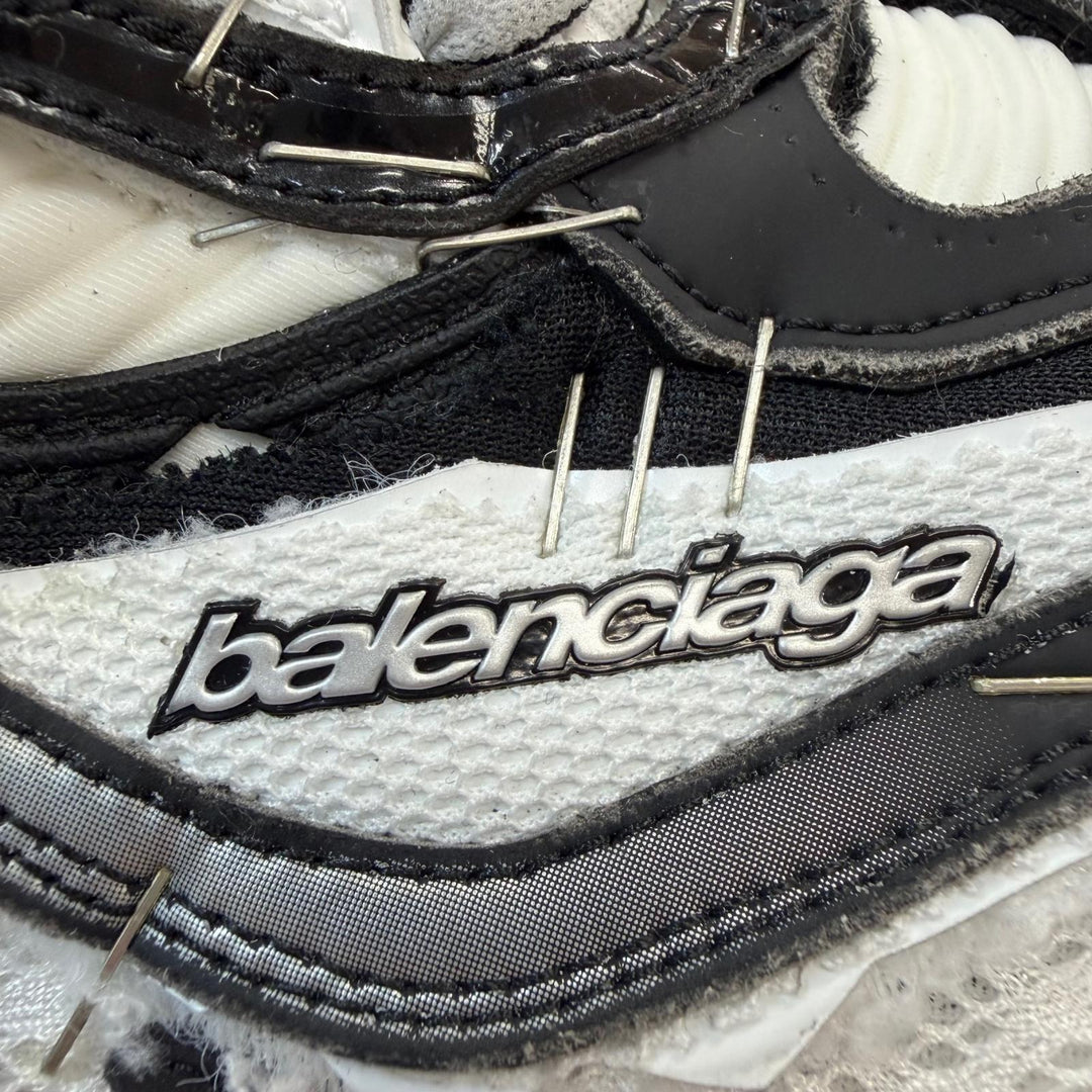 極美品▼BALENCIAGA バレンシアガ 26SS 841506 Soleless Sneakers メッシュ レースアップ スニーカー ホワイト ブラック EU 40 (26.5cm)