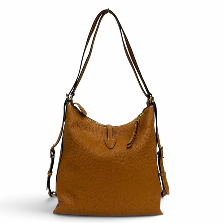 極美品☆TOD’S トッズ T タイムレス レザー ショルダー バッグ スモール ハンドバッグ バックパック ブラウン ゴールド金具 保存袋付き