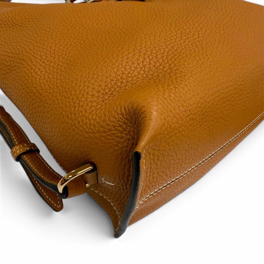極美品☆TOD’S トッズ T タイムレス レザー ショルダー バッグ スモール ハンドバッグ バックパック ブラウン ゴールド金具 保存袋付き