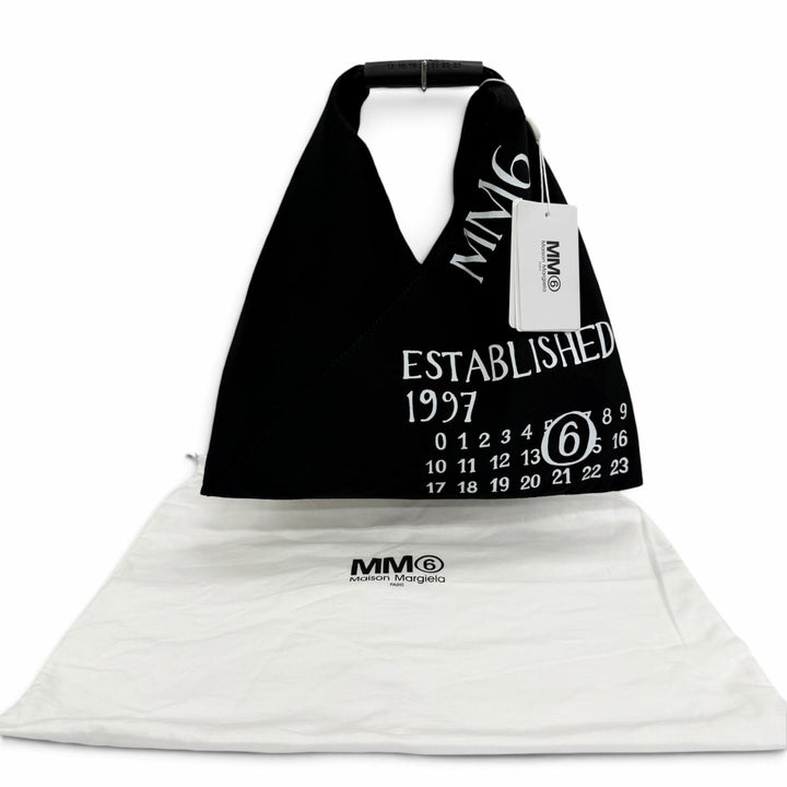 未使用品☆MM6 Maison Margiela エムエムシックス メゾンマルジェラ コットン キャンバス ハンドバッグ ブラック レディース 保存袋付き
