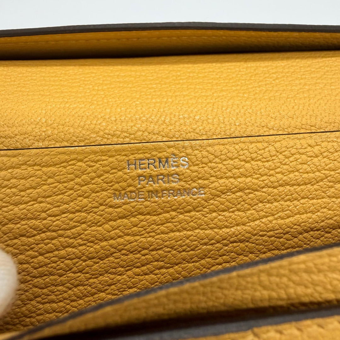 未使用品☆HERMES エルメス ベアン スフレ シェーブル シルバー金具 Hロゴ金具 長財布 イエロー系 G刻印 フランス製 レディース 箱付き