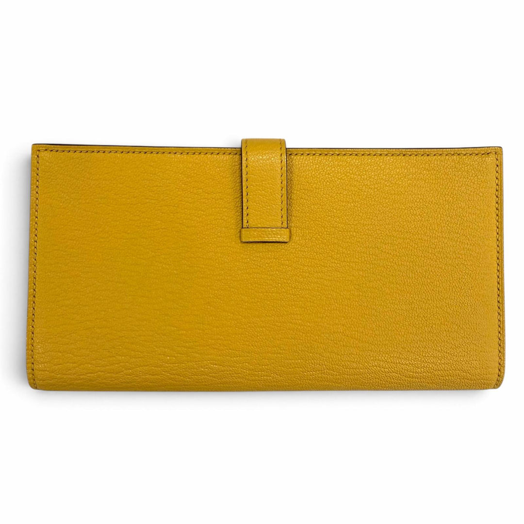 未使用品☆HERMES エルメス ベアン スフレ シェーブル シルバー金具 Hロゴ金具 長財布 イエロー系 G刻印 フランス製 レディース 箱付き
