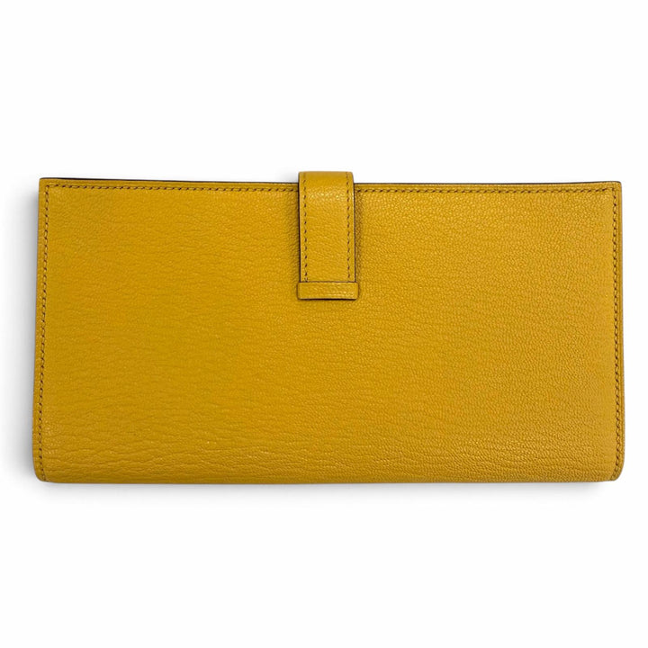 未使用品☆HERMES エルメス ベアン スフレ シェーブル シルバー金具 Hロゴ金具 長財布 イエロー系 G刻印 フランス製 レディース 箱付き