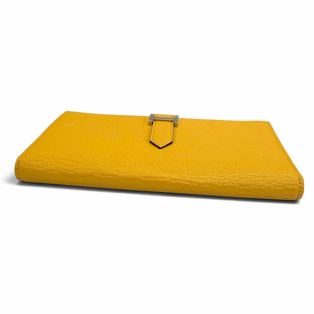 未使用品☆HERMES エルメス ベアン スフレ シェーブル シルバー金具 Hロゴ金具 長財布 イエロー系 G刻印 フランス製 レディース 箱付き
