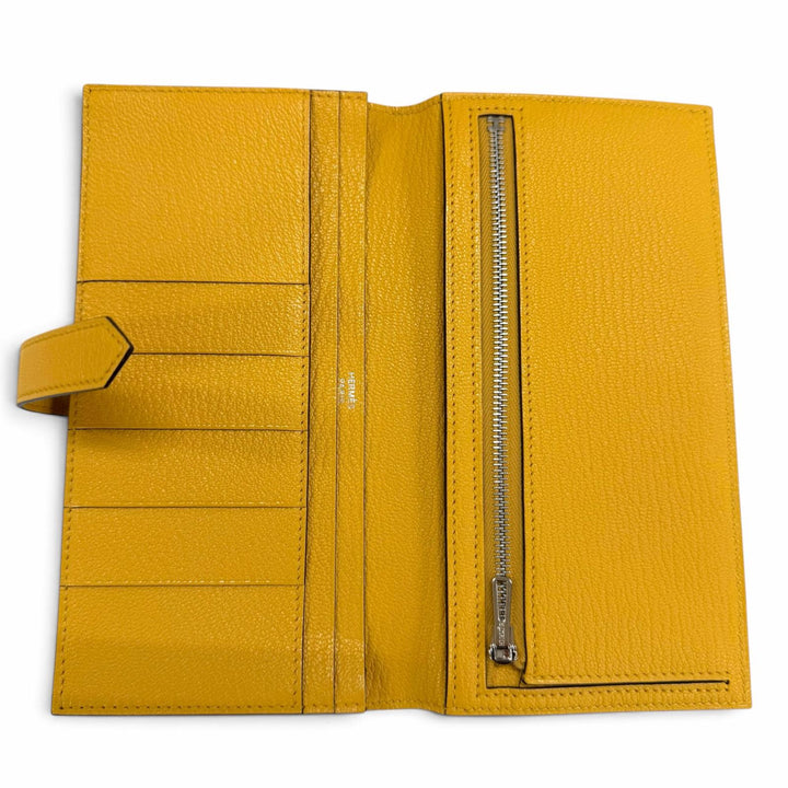 未使用品☆HERMES エルメス ベアン スフレ シェーブル シルバー金具 Hロゴ金具 長財布 イエロー系 G刻印 フランス製 レディース 箱付き
