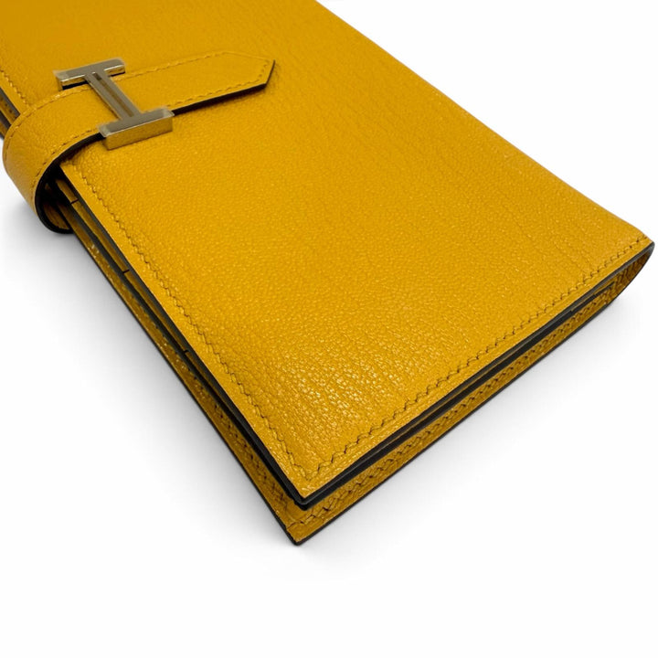 未使用品☆HERMES エルメス ベアン スフレ シェーブル シルバー金具 Hロゴ金具 長財布 イエロー系 G刻印 フランス製 レディース 箱付き