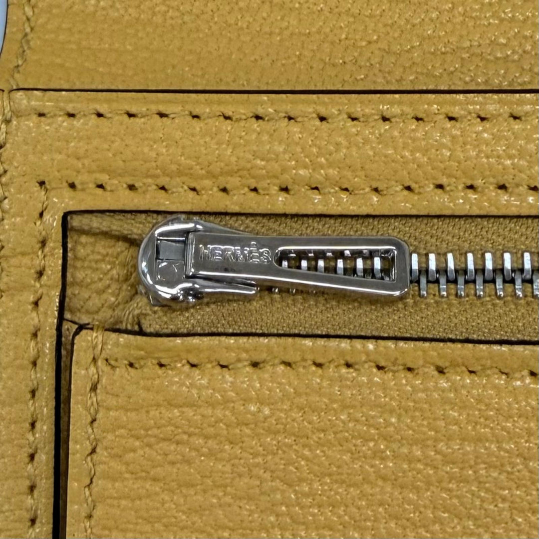 未使用品☆HERMES エルメス ベアン スフレ シェーブル シルバー金具 Hロゴ金具 長財布 イエロー系 G刻印 フランス製 レディース 箱付き