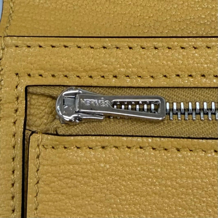 未使用品☆HERMES エルメス ベアン スフレ シェーブル シルバー金具 Hロゴ金具 長財布 イエロー系 G刻印 フランス製 レディース 箱付き