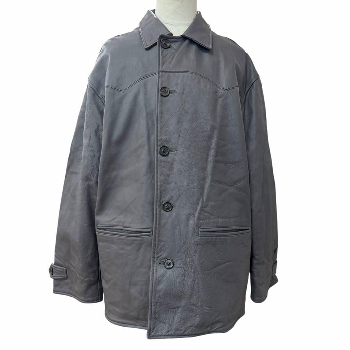 未使用品▼UNUSED アンユーズド 24AW US2450 Leather car coat 牛革 ウエスタンヨーク レザーカーコート グレー 3 日本製 正規品 メンズ