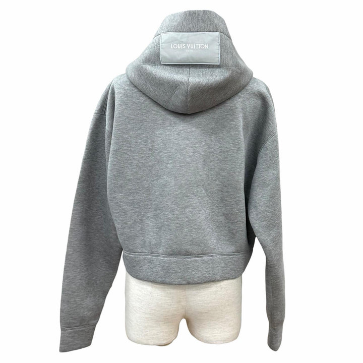 未使用品★LOUIS VUITTON ルイヴィトン 25AW シルク100％ シグネチャー スカーフディテール フーディ トップス グレー S 伊製 正規品