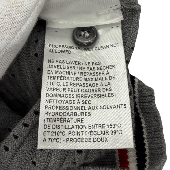 極美品★THOM BROWNE トムブラウン FKV159A-Y3010 055 コットン100% シグネチャーストライプ ５ボタン ニット ベスト 36 伊製 正規品