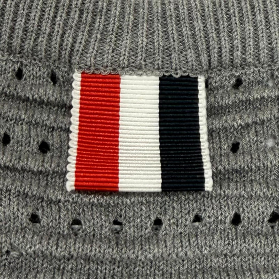 極美品★THOM BROWNE トムブラウン FKV159A-Y3010 055 コットン100% シグネチャーストライプ ５ボタン ニット ベスト 36 伊製 正規品