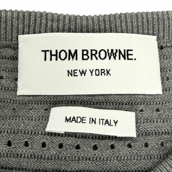 極美品★THOM BROWNE トムブラウン FKV159A-Y3010 055 コットン100% シグネチャーストライプ ５ボタン ニット ベスト 36 伊製 正規品