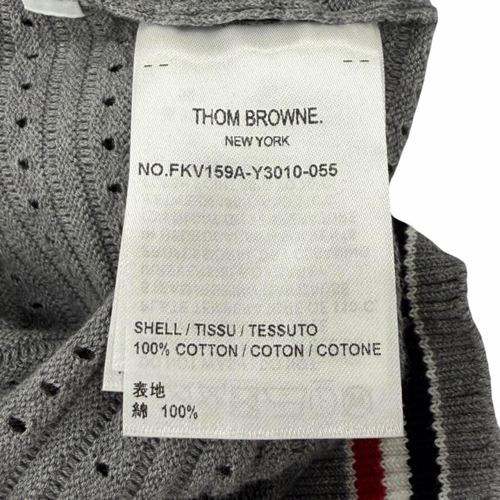 極美品★THOM BROWNE トムブラウン FKV159A-Y3010 055 コットン100% シグネチャーストライプ ５ボタン ニット ベスト 36 伊製 正規品