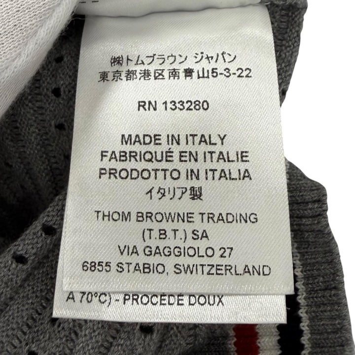 極美品★THOM BROWNE トムブラウン FKV159A-Y3010 055 コットン100% シグネチャーストライプ ５ボタン ニット ベスト 36 伊製 正規品