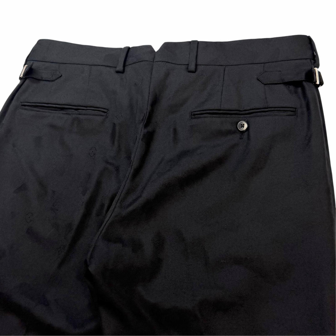 極美品▼LOUIS VUITTON ルイヴィトン PONT NEUF FIT シルク混 モノグラム カモフラ パンツ スラックス ブラック シルバー金具 40 正規品