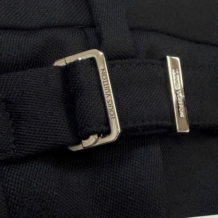 極美品▼LOUIS VUITTON ルイヴィトン PONT NEUF FIT シルク混 モノグラム カモフラ パンツ スラックス ブラック シルバー金具 40 正規品