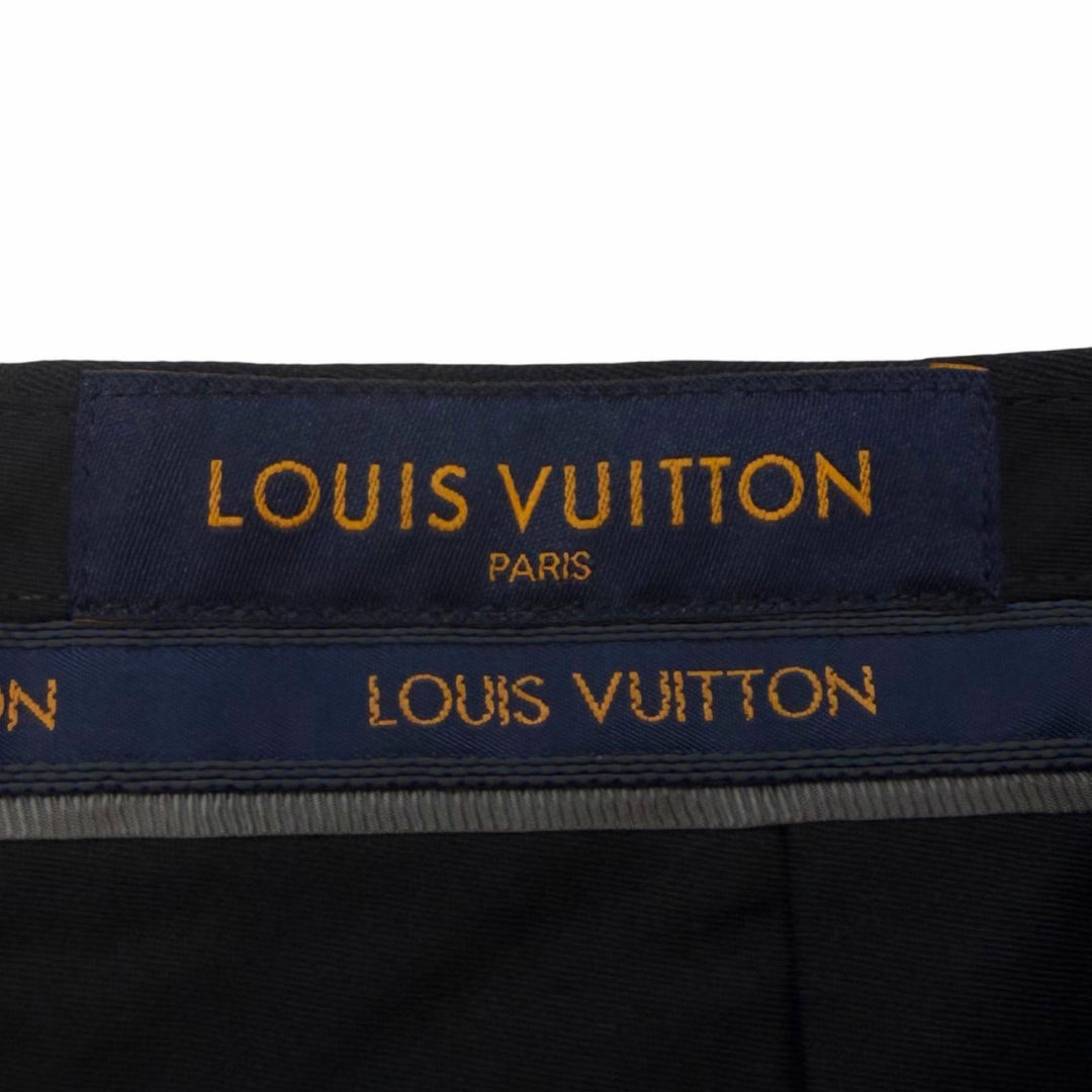 極美品▼LOUIS VUITTON ルイヴィトン PONT NEUF FIT シルク混 モノグラム カモフラ パンツ スラックス ブラック シルバー金具 40 正規品