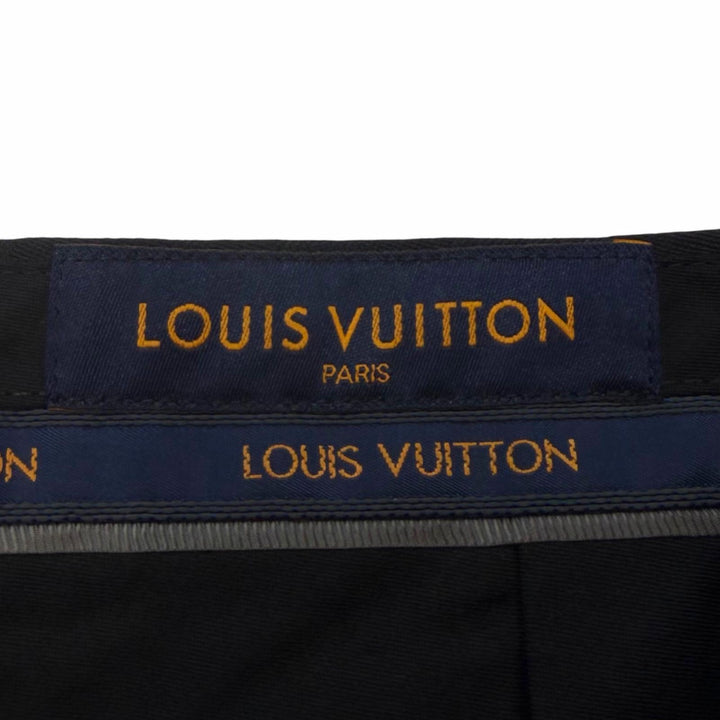 極美品▼LOUIS VUITTON ルイヴィトン PONT NEUF FIT シルク混 モノグラム カモフラ パンツ スラックス ブラック シルバー金具 40 正規品