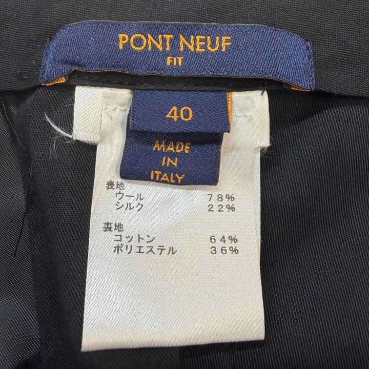極美品▼LOUIS VUITTON ルイヴィトン PONT NEUF FIT シルク混 モノグラム カモフラ パンツ スラックス ブラック シルバー金具 40 正規品