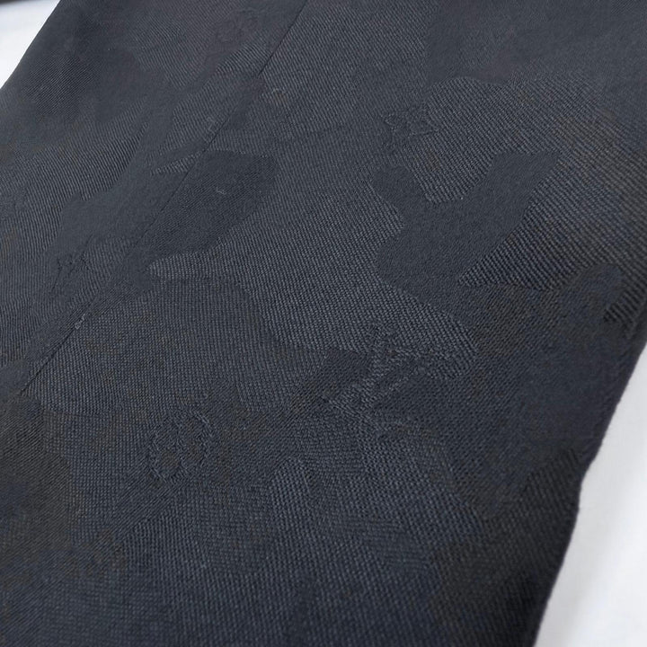極美品▼LOUIS VUITTON ルイヴィトン PONT NEUF FIT シルク混 モノグラム カモフラ パンツ スラックス ブラック シルバー金具 40 正規品