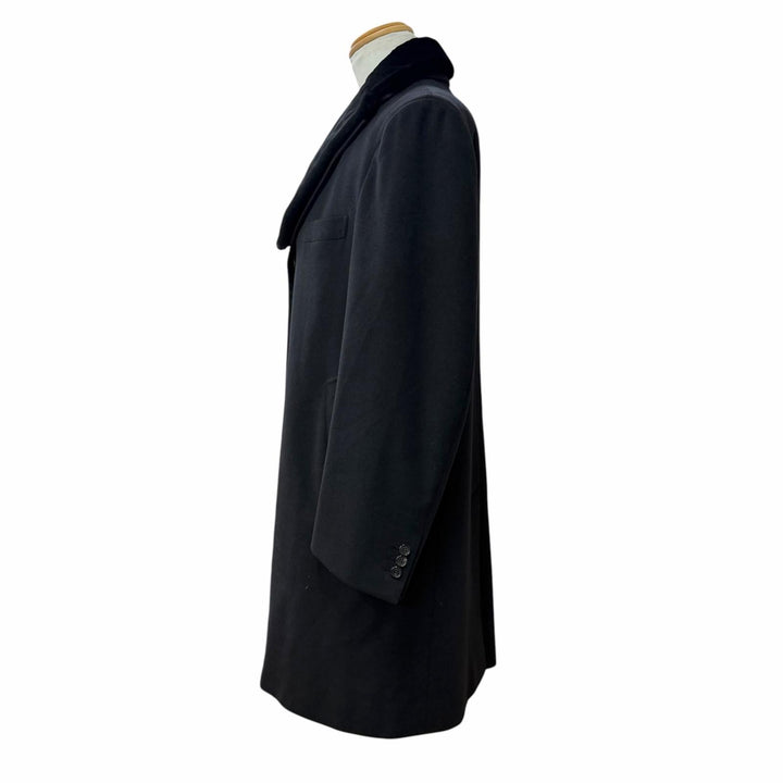 美品▼Brioni ブリオーニ VOLGA カシミヤ ウール ミンクファー付き シングル チェスターコート ブラック Lサイズ相当 伊製 正規品 メンズ