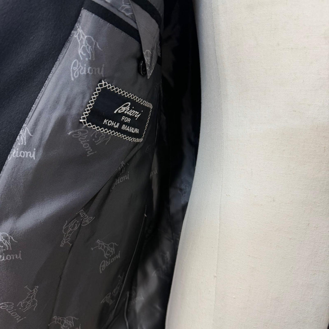美品▼Brioni ブリオーニ VOLGA カシミヤ ウール ミンクファー付き シングル チェスターコート ブラック Lサイズ相当 伊製 正規品 メンズ