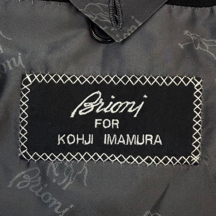 美品▼Brioni ブリオーニ VOLGA カシミヤ ウール ミンクファー付き シングル チェスターコート ブラック Lサイズ相当 伊製 正規品 メンズ