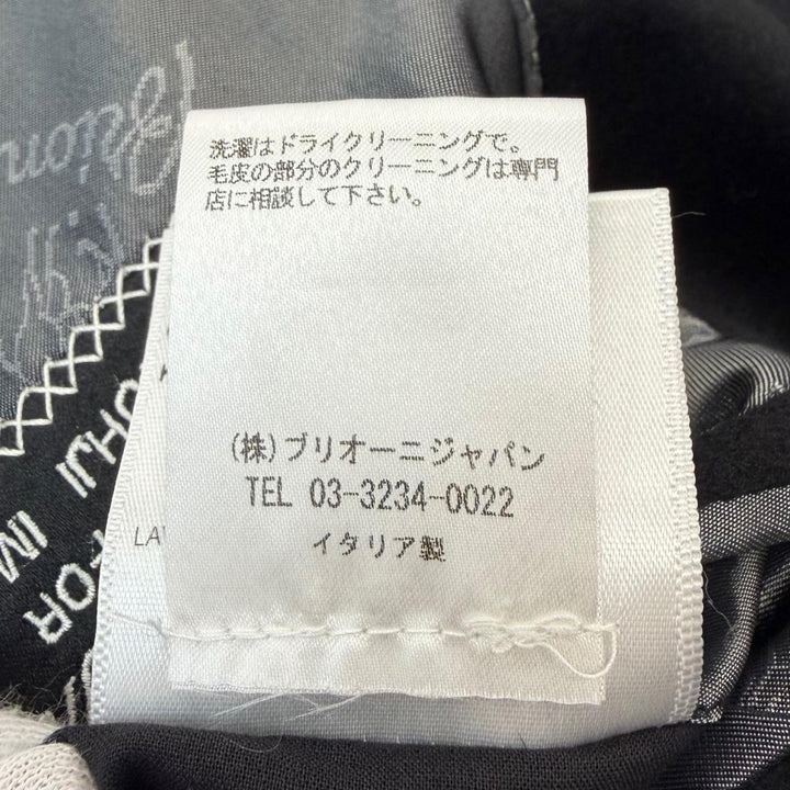 美品▼Brioni ブリオーニ VOLGA カシミヤ ウール ミンクファー付き シングル チェスターコート ブラック Lサイズ相当 伊製 正規品 メンズ